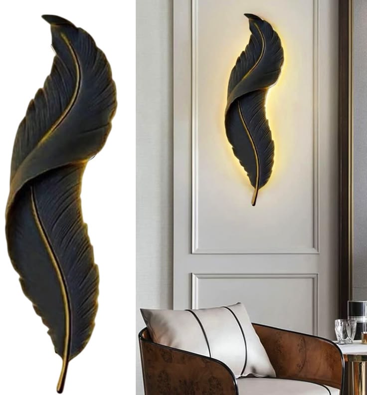 Wall Mounted Feather LED Sconce Lamp, Feather Design Indoor Light lamp