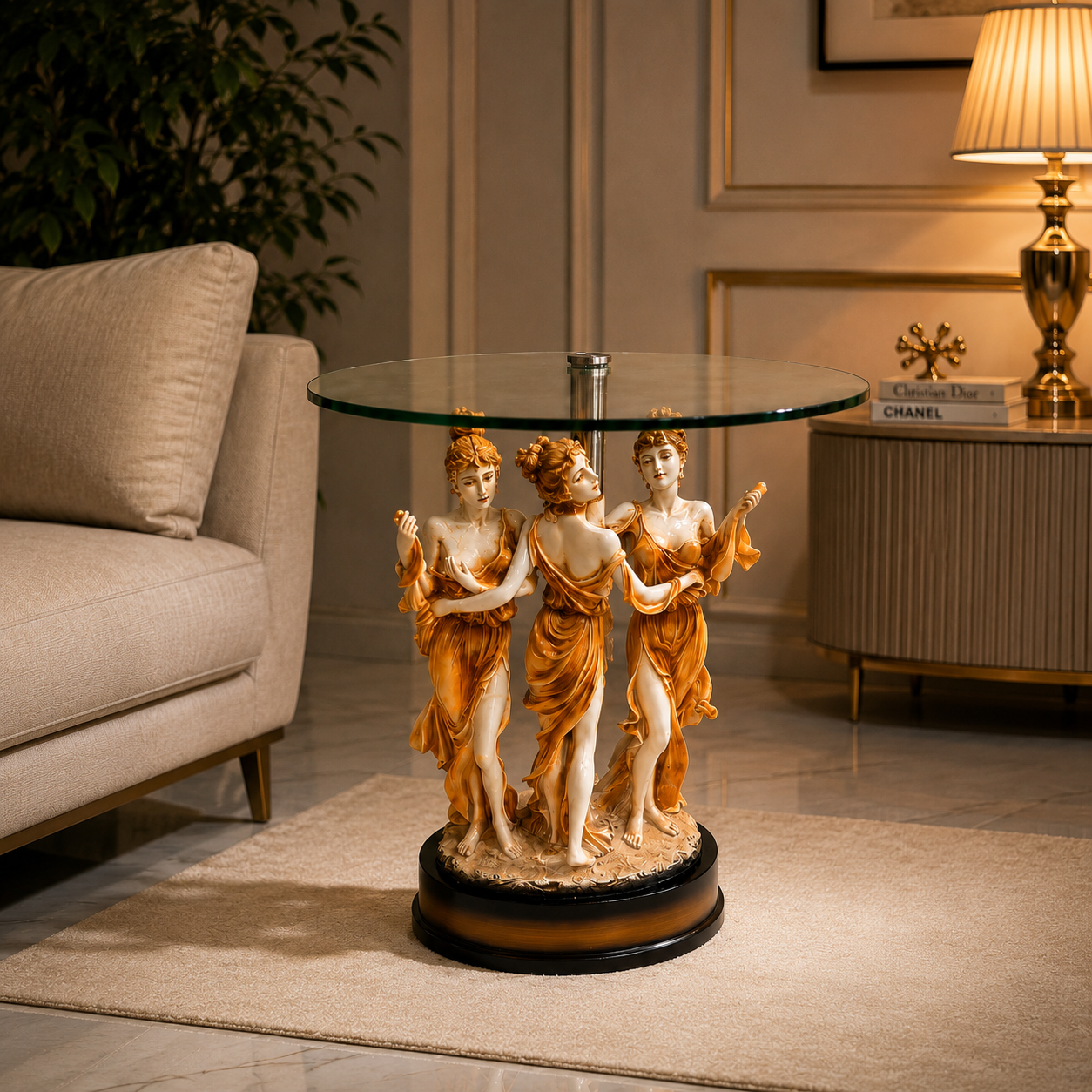 Imperial Grace Trio Glass Accent Table