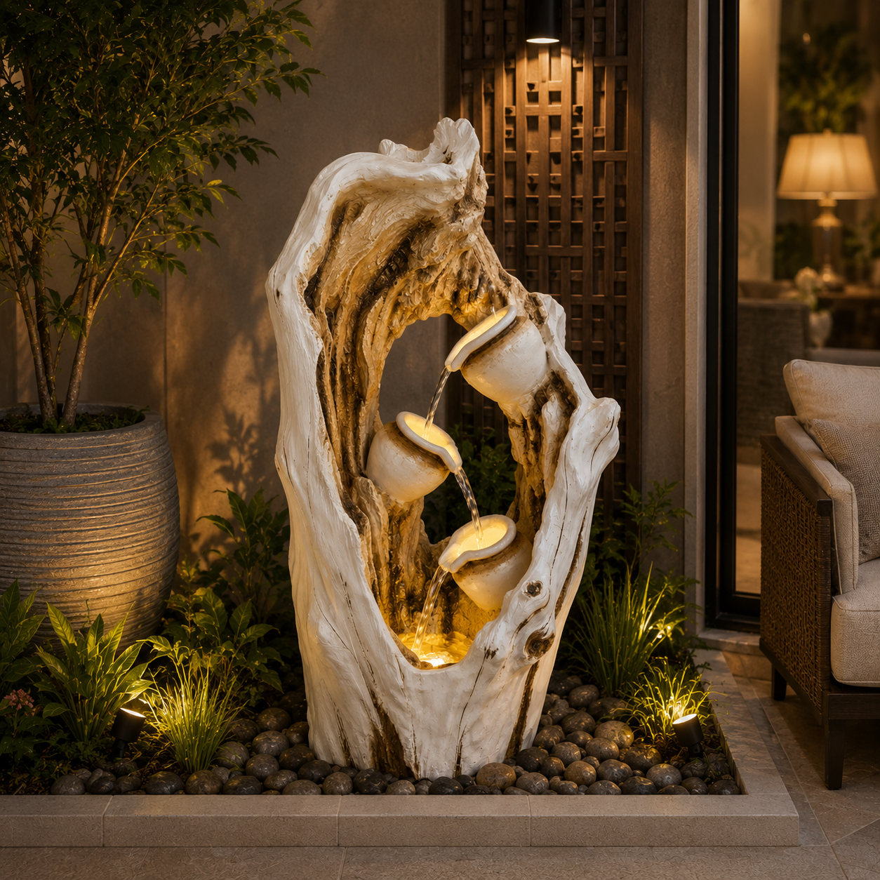 White Tree Trunk Waterfall