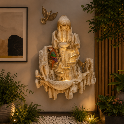 decorative indoor wall-mounted water fountain.