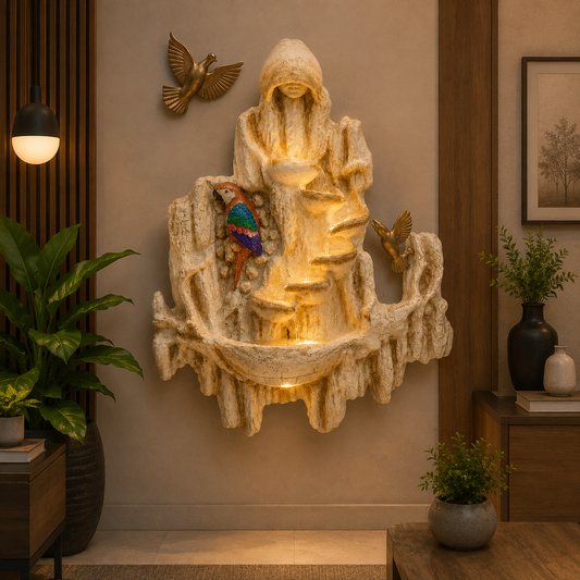decorative indoor wall-mounted water fountain.