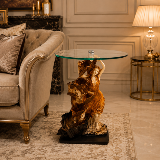 Luxury Goddess Glass Accent Table