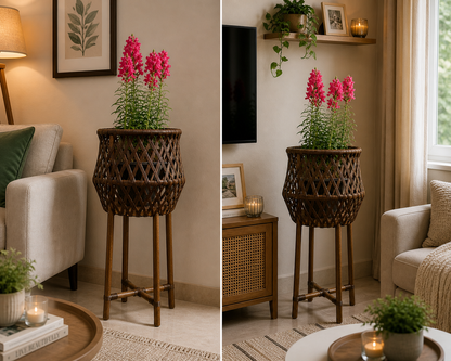 handmade rattan planter pot