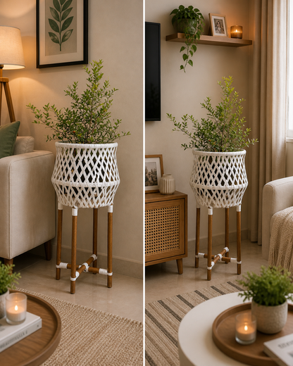 handmade rattan planter pot