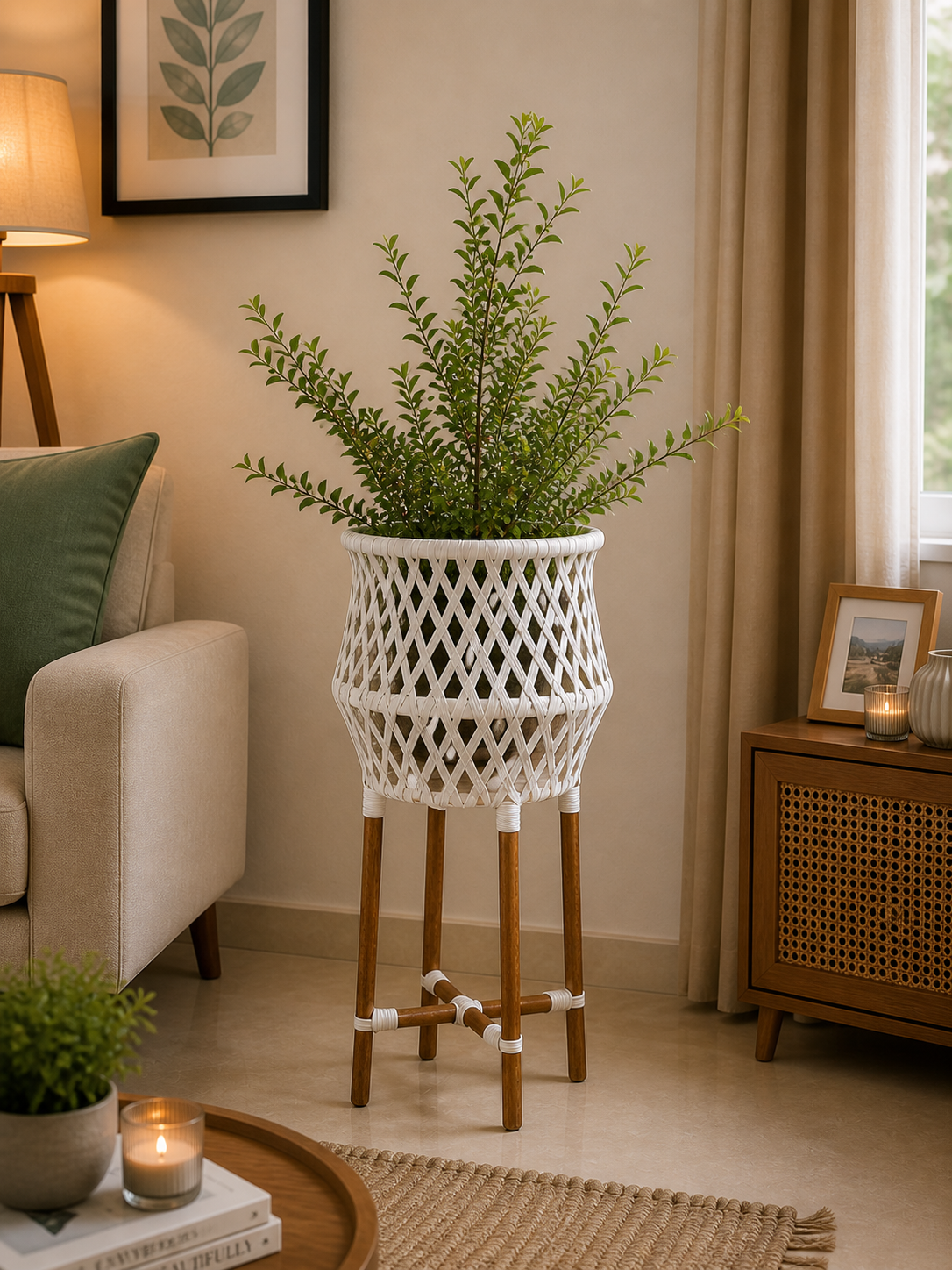 handmade rattan planter pot