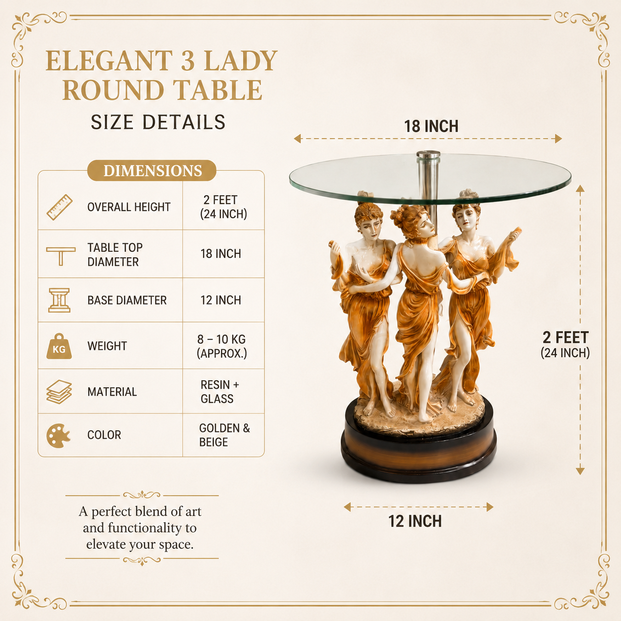Imperial Grace Trio Glass Accent Table