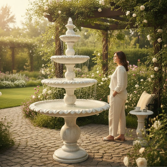 White Marble Tiered Fountain
