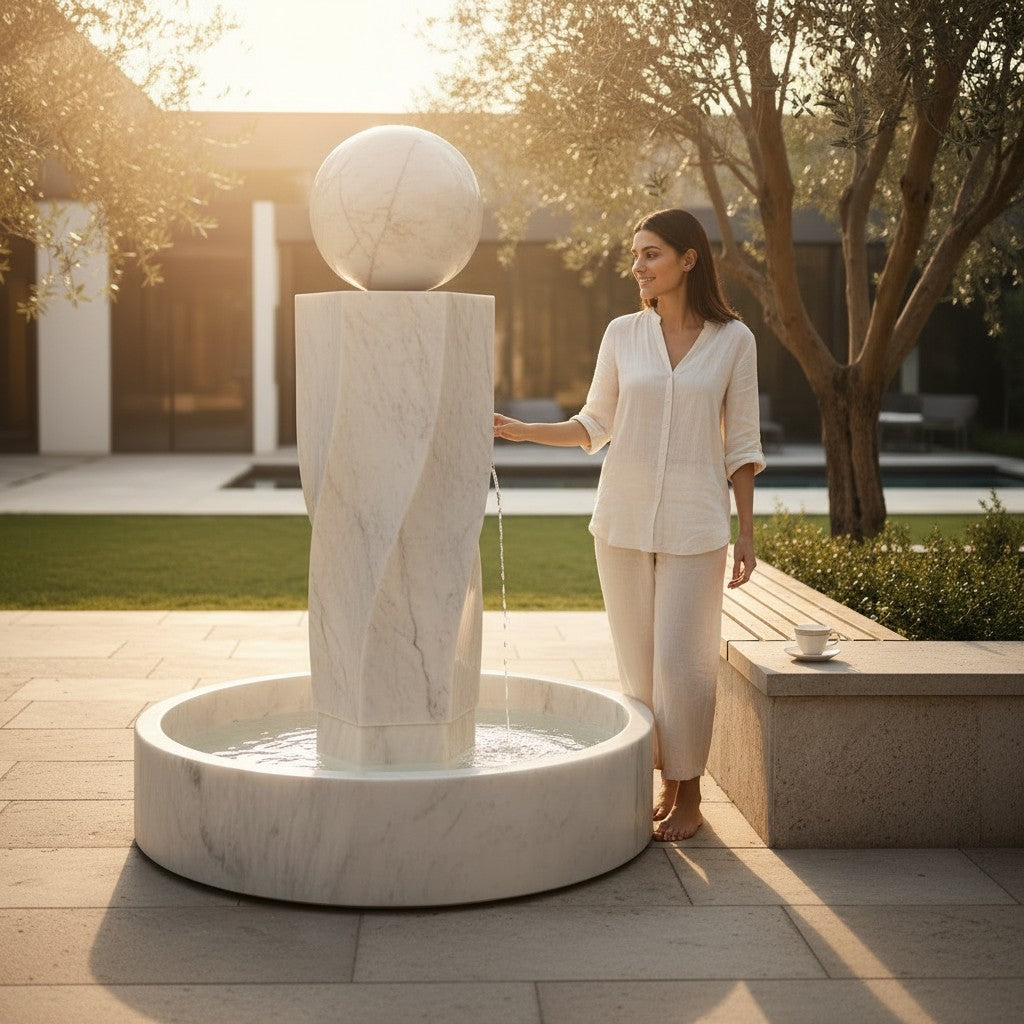 Marble Fountain Features a Modern