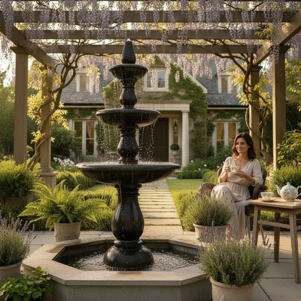 Black stone fountain