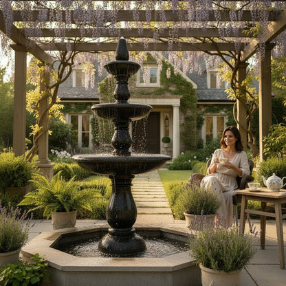 Black stone fountain