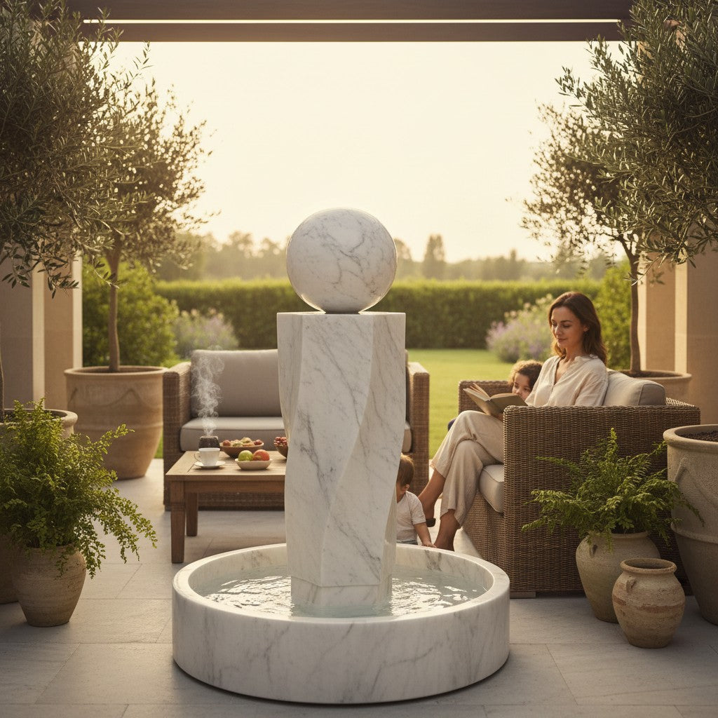 Marble Fountain Features a Modern
