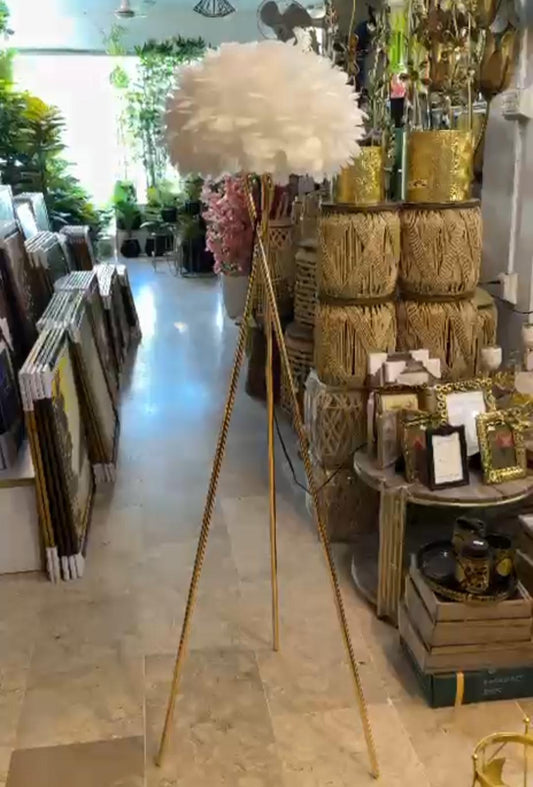 Standing Tripod Feather Floor Lamp