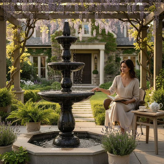 Black stone fountain