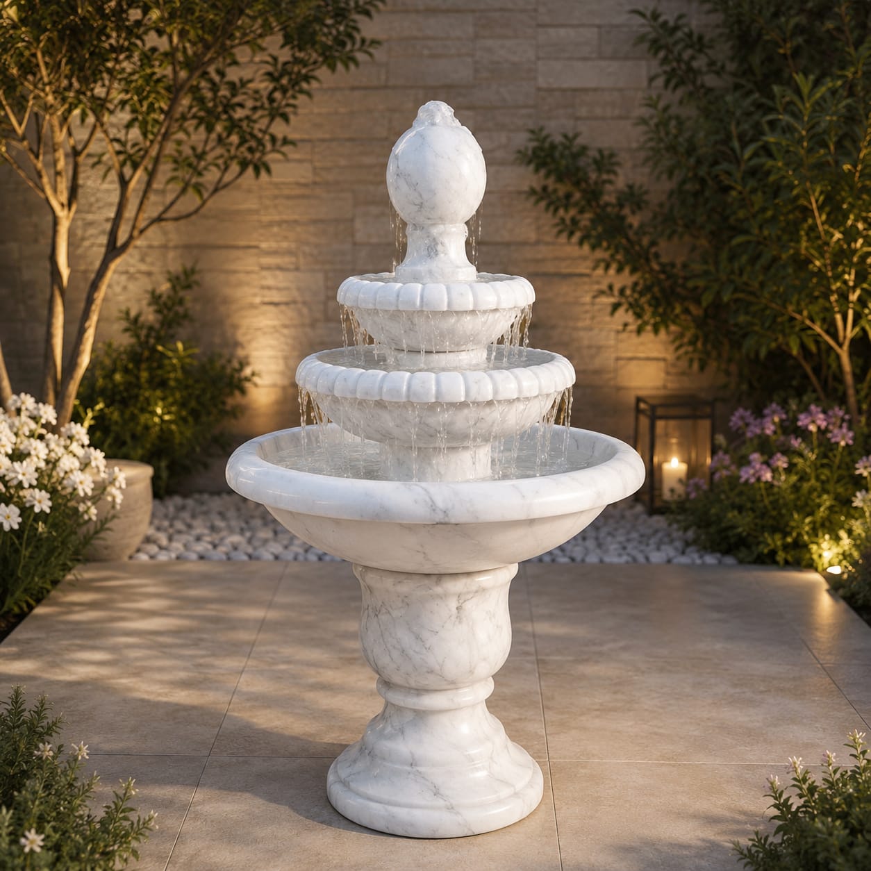 Elegant 3-Tier Marble Water Fountain