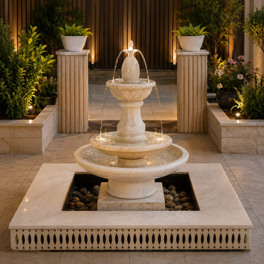 Classic White Marble Fountain