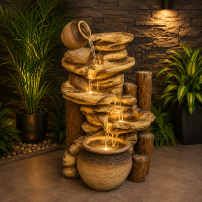 Rustic Rock Garden Fountain