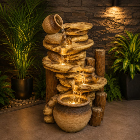 Rustic Rock Garden Fountain