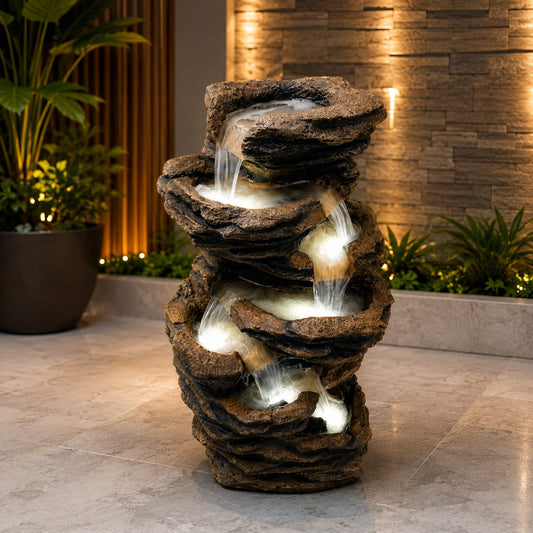 Resin Rock Multi-Tier Waterfall Fountain