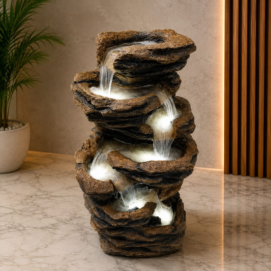 Resin Rock Multi-Tier Waterfall Fountain