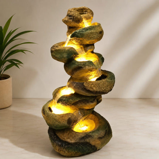 Spiral Rock Stream Multi-Tier Waterfall Fountain