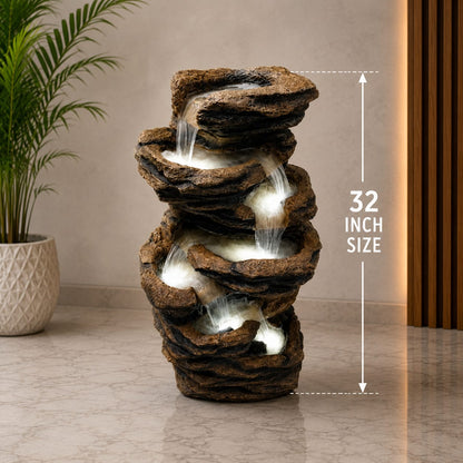 Resin Rock Multi-Tier Waterfall Fountain