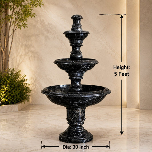 Black Taxila Stone 3-Tier Fountain
