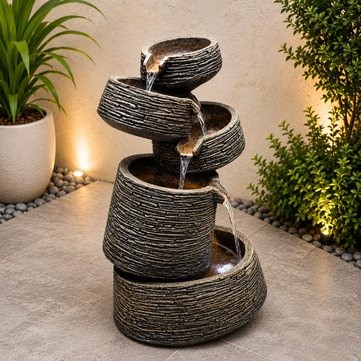 Modern Cascading Bowl Fountain