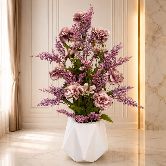 Faux Floral Ceramic Potted Plant