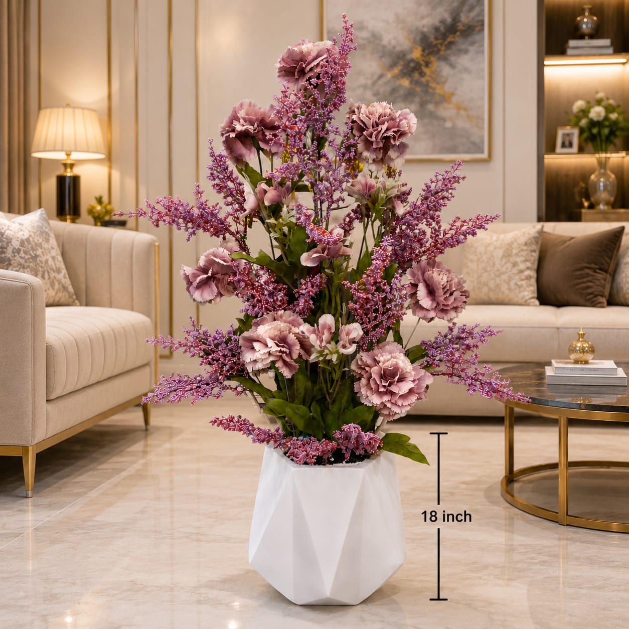 Faux Floral Ceramic Potted Plant