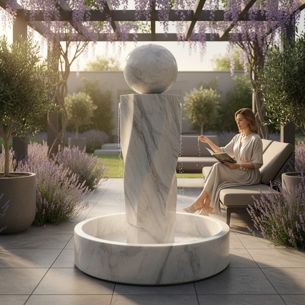 Marble Fountain Features a Modern