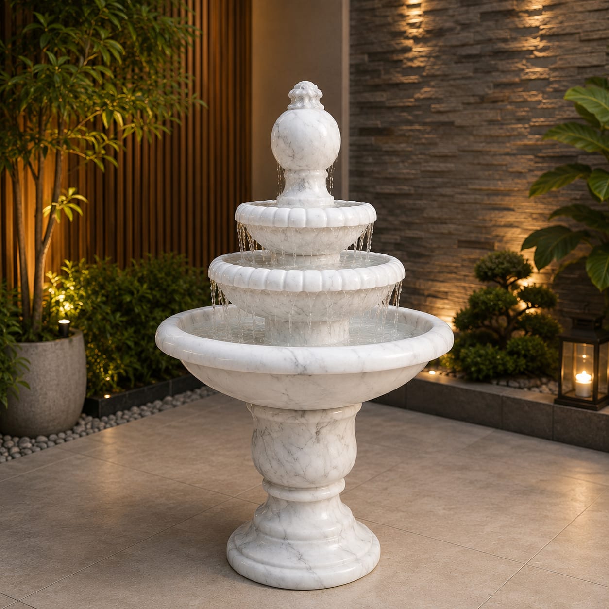 Elegant 3-Tier Marble Water Fountain