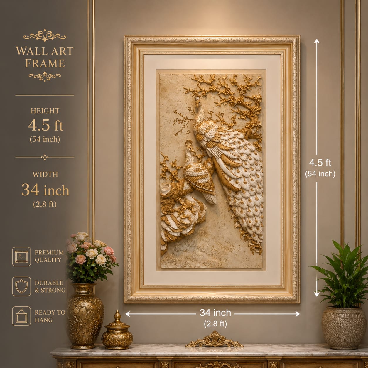 Luxury Peacock 3D Wall Art Frame