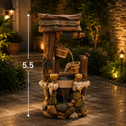 Rustic Wishing Well Water Fountain