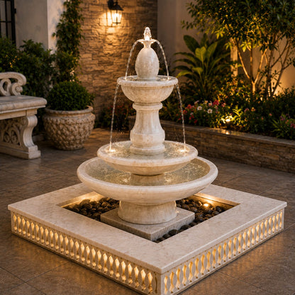 Classic White Marble Fountain