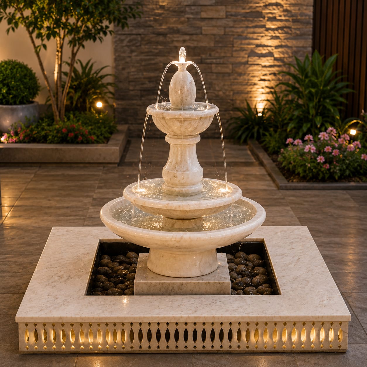 Classic White Marble Fountain