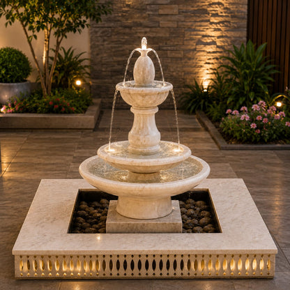 Classic White Marble Fountain