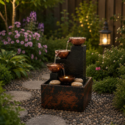 Copper Bowl Cascade Fountain
