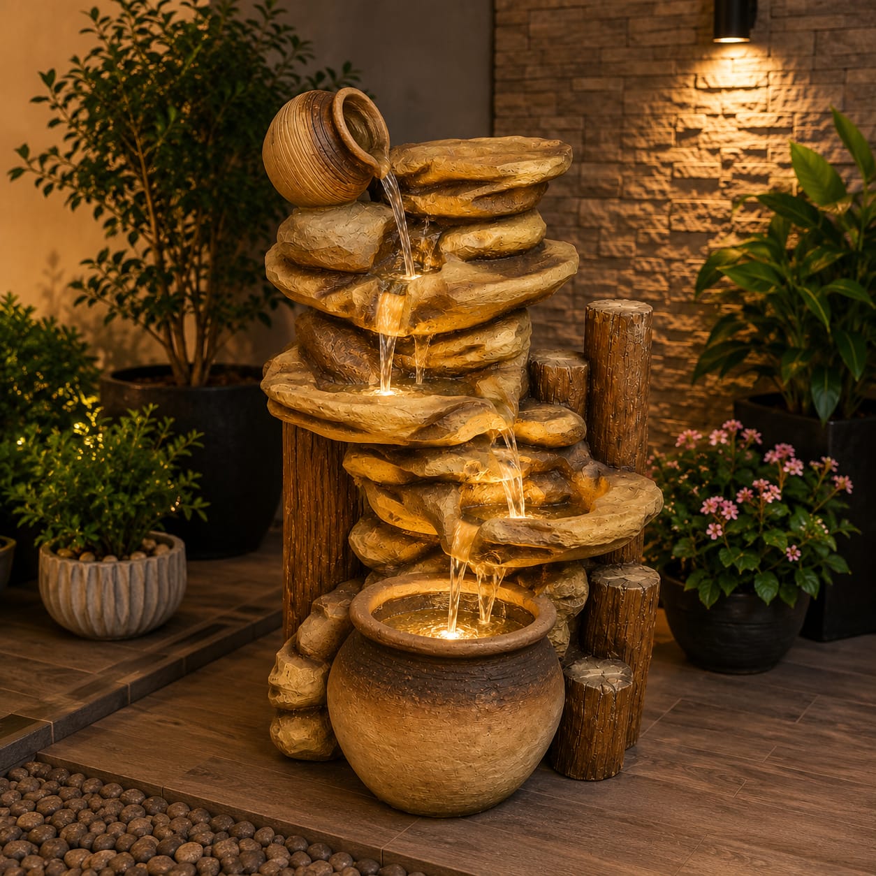 Rustic Rock Garden Fountain