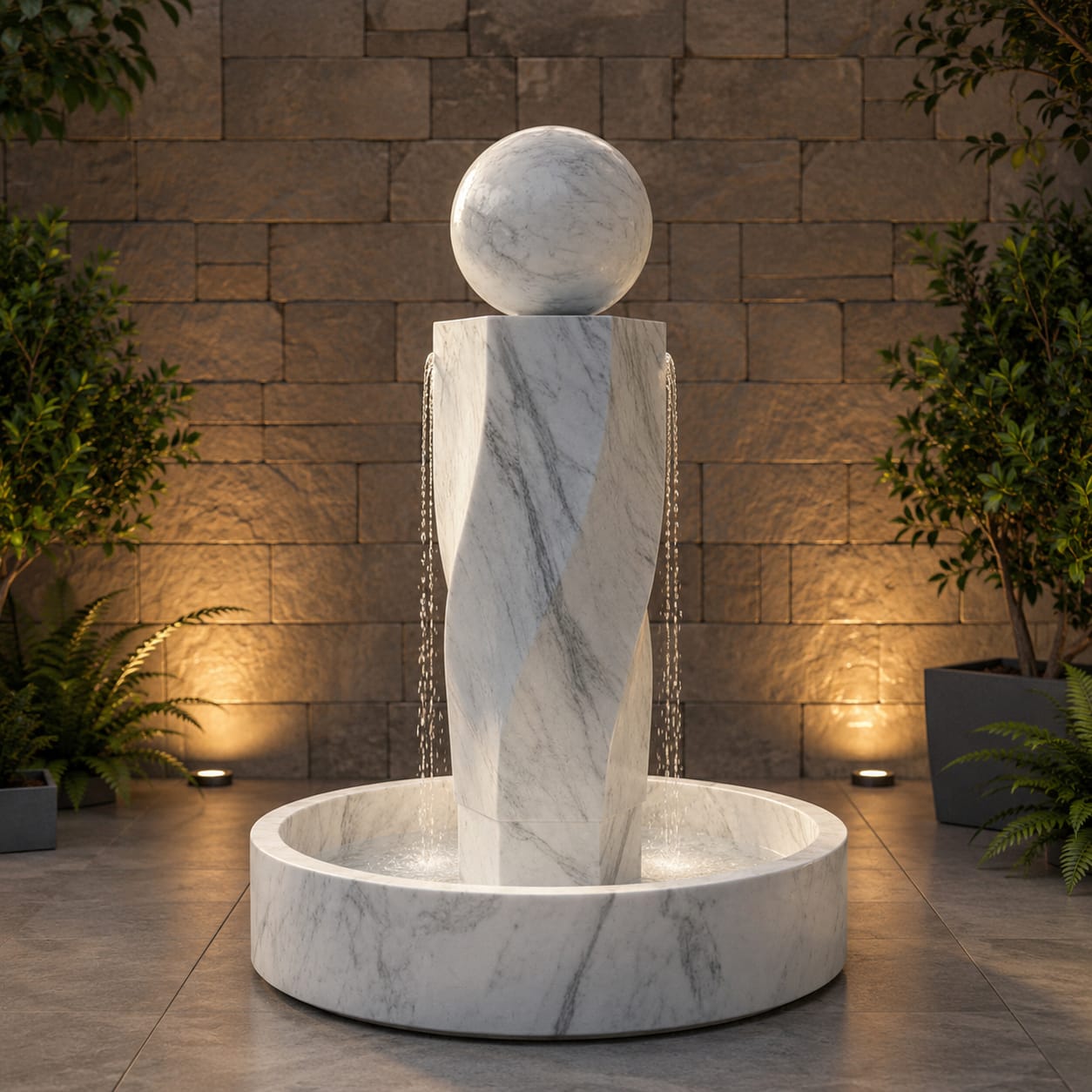 Marble Fountain Features a Modern