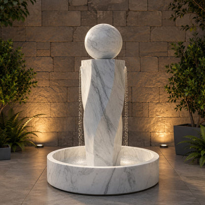 Marble Fountain Features a Modern