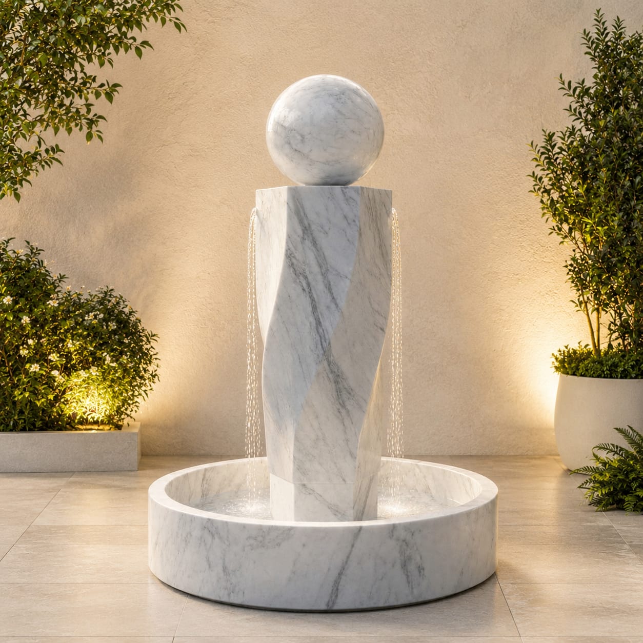 Marble Fountain Features a Modern