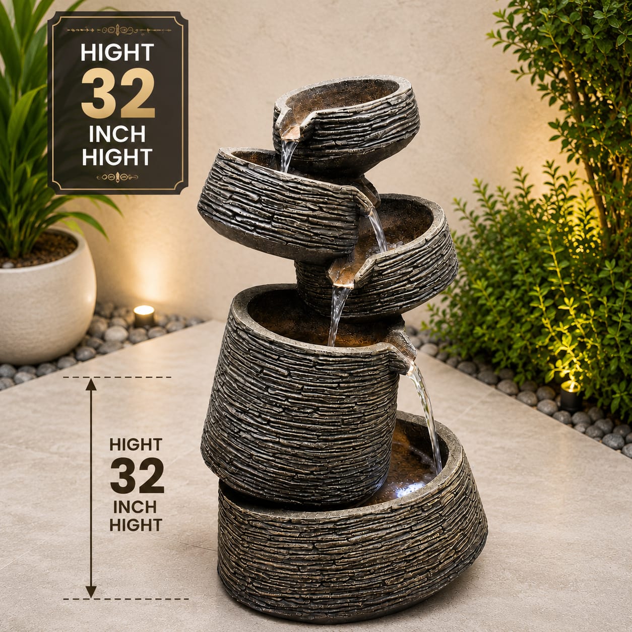 Modern Cascading Bowl Fountain
