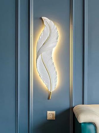 Wall Mounted Feather LED Sconce Lamp, Feather Design Indoor Light lamp