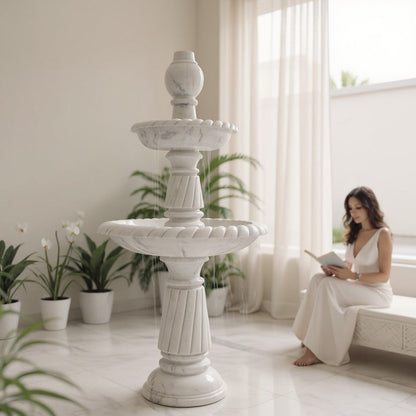 white marble water fountain
