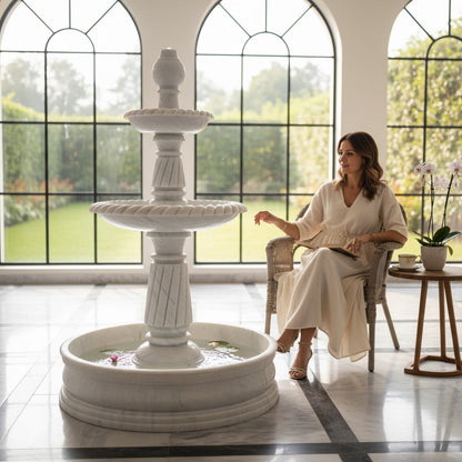 white marble water fountain
